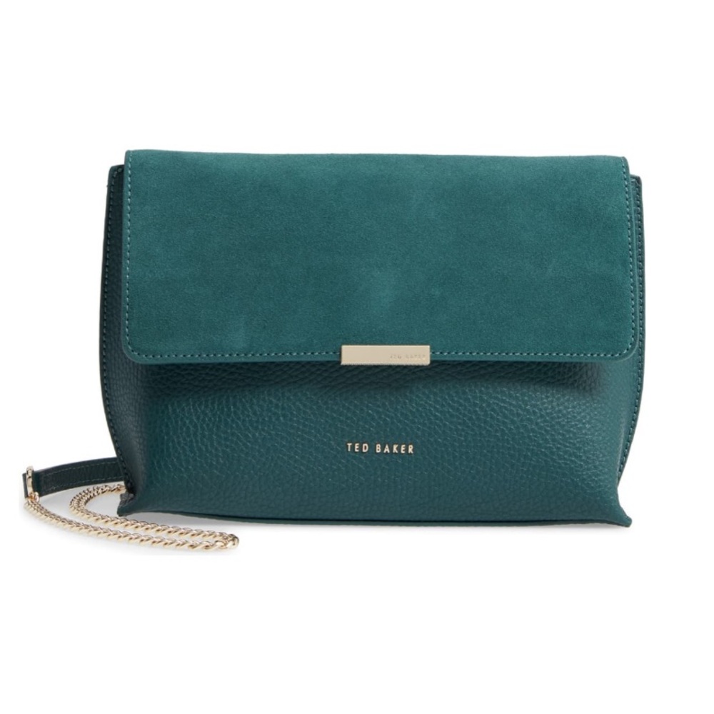 Lisa Bar Detail Suede & Leather Crossbody Bag